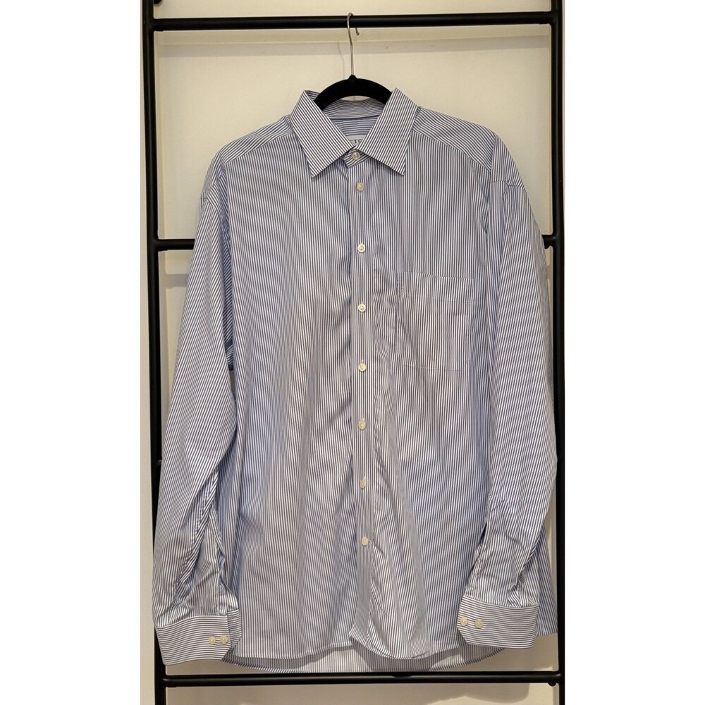 Eton Men's Fine Twill Dress Shirt in Light Blue Classic Fit Size 17